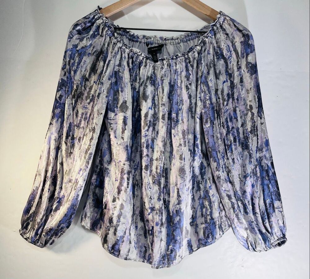 White House Black Market Silk Blend Off The Shoulder Burnout Blouse Size S